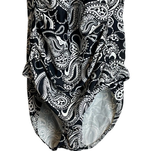Sunshine Zone Swimsuit Paisley Black White Halter Size 1X EUC - Picture 5 of 10